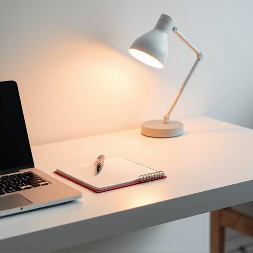 Desk with a laptop, notepad, and pen, symbolizing a clean workspace